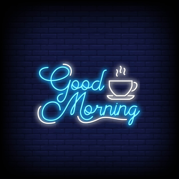Buenos días en estilo neón. Buenos días letreros de neón.