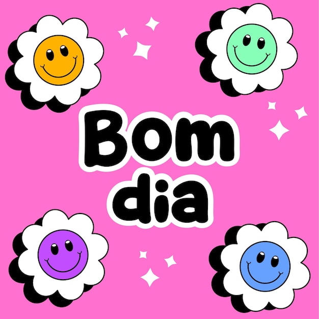 Buenos días con flores de fondo emoji vector