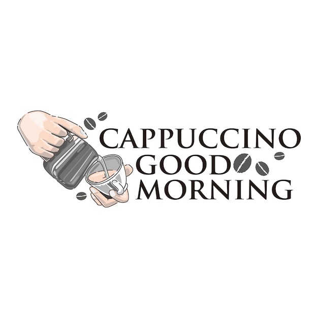 Vector buenos días ilustración de estilo de vida capuchino