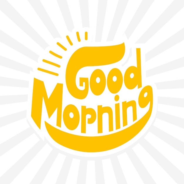 Buenos días texto de color amarillo sobre fondo retro Texto dibujado a mano ilustración vectorial Mañana