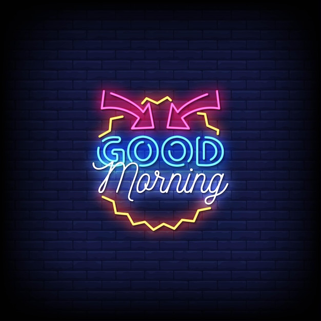 Buenos días texto de estilo de letreros de neón