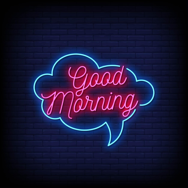 Buenos días texto de estilo de letreros de neón