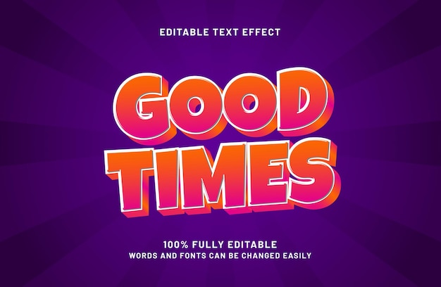 buenos tiempos efecto de texto editable en estilo de texto simple y moderno