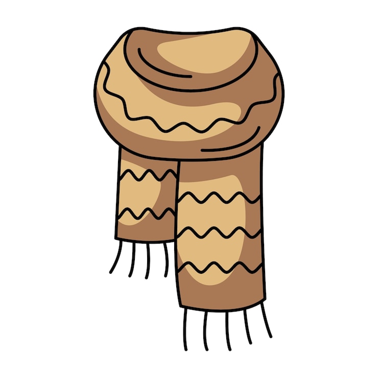 Vector bufanda cálida elemento de ropa de otoño o invierno para el clima frío elemento de color simple y plano vectorial