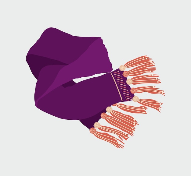 Bufanda de color violeta aislada sobre fondo blanco