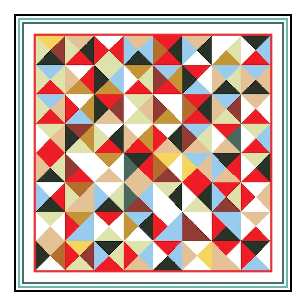 Bufanda cuadrada colorida con impresión sin costuras de forma triangular geométrica abstracta al azar