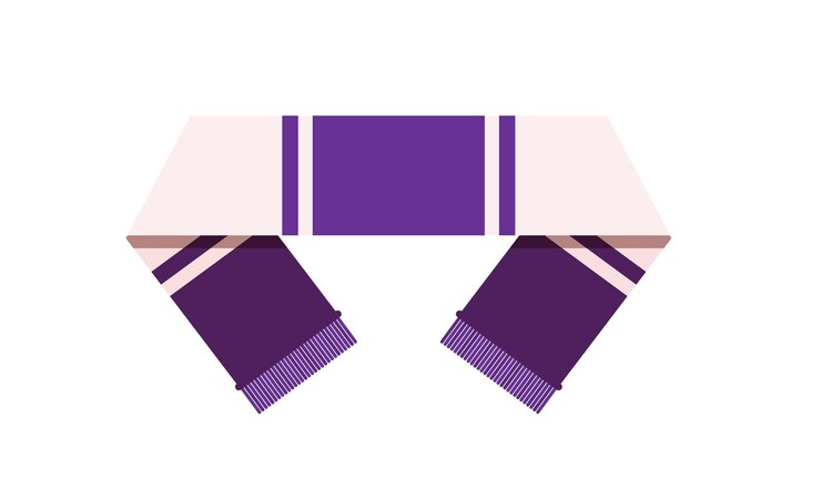 Vector bufanda de fútbol con colores de ropa de equipo sobre fondo blanco.