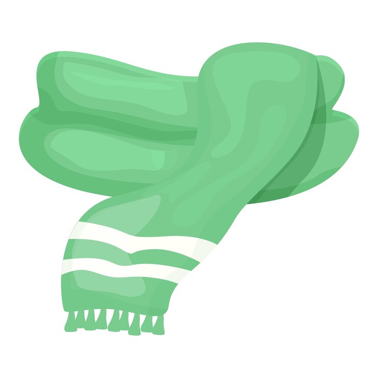 Vector bufanda de invierno verde con rayas blancas que protege del frío