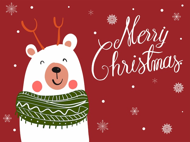 Bufanda de oso polar de dibujos animados con el festival de Navidad