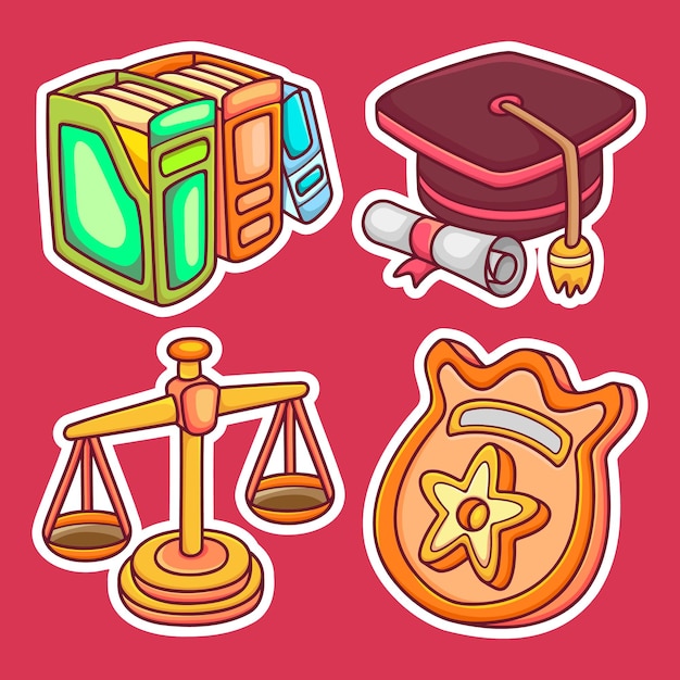 Bufete de abogados iconos de etiqueta dibujado a mano para colorear Vector