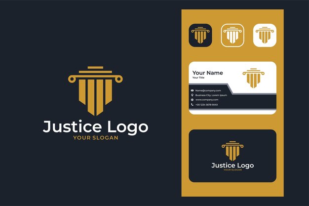 Bufete de abogados de justicia diseño de logotipo moderno y tarjeta de visita