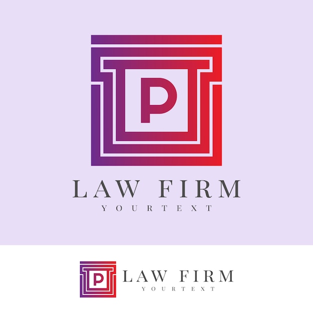 Bufete de abogados letra inicial P Logo design