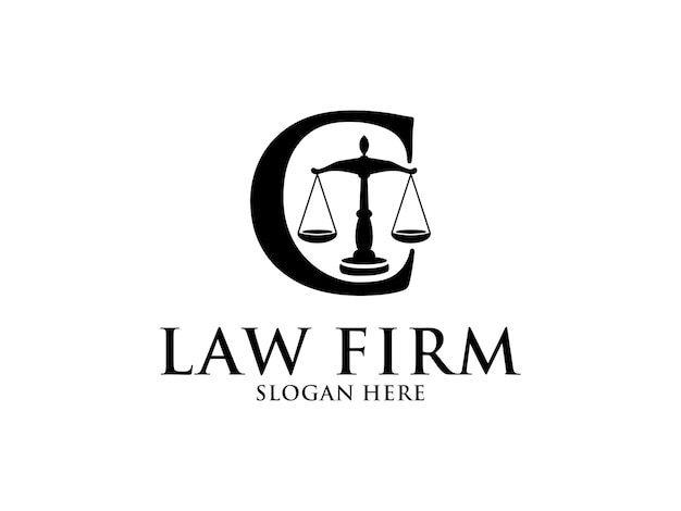Bufete de abogados con logotipo de letra C Logotipo de abogado con elemento de derecho creativo