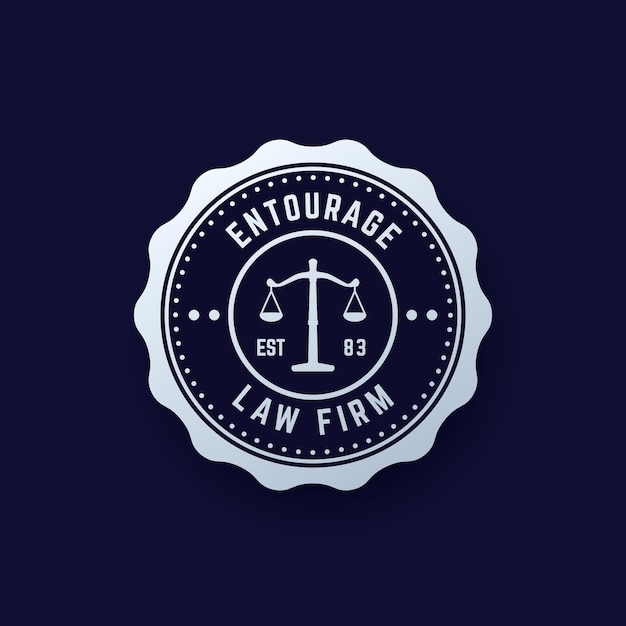 Bufete de abogados vintage logo redondo, emblema de la oficina de abogados, vector