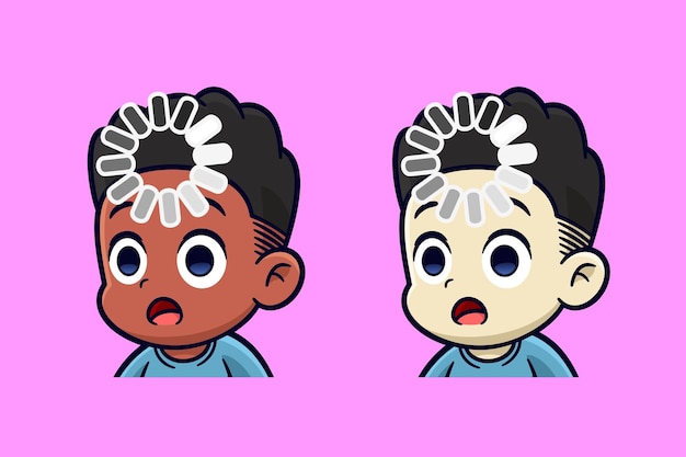 buffer emotes chico lindo siendo cinfused acerca de algo aislado ilustración de dibujos animados de vector premium