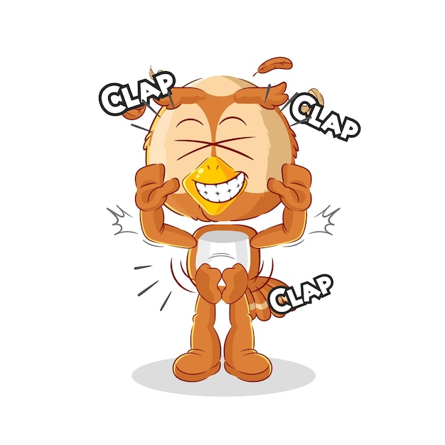 Búho aplausos ilustración vector de caracteres
