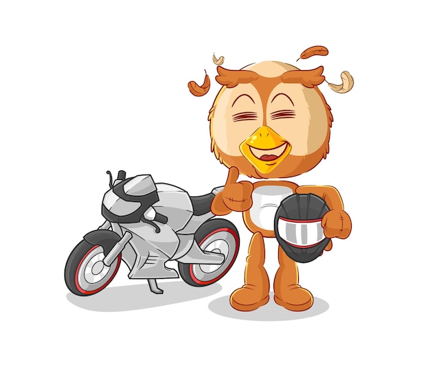 Búho corredor personaje de dibujos animados mascota vector