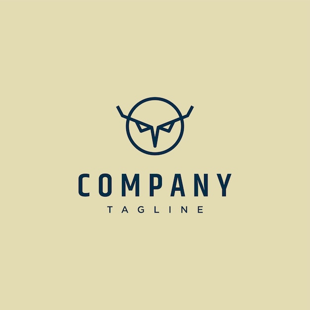 Búho línea arte logo icono diseño vector plantilla