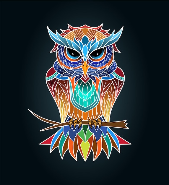 Búho mandala arte camiseta diseño ilustración vector