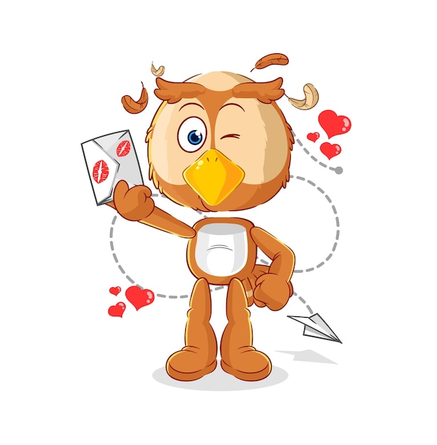 Búho mantenga vector de caracteres de ilustración de carta de amor