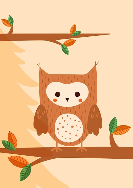 Búho marrón en banner de bosque