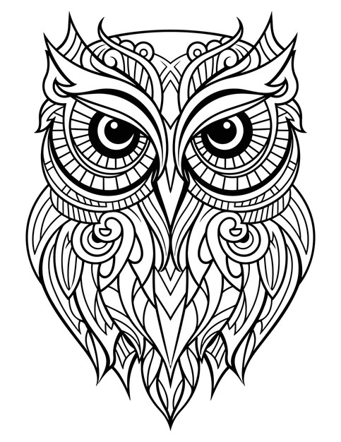 El búho o el águila página de colorear boceto vector mandala arte páginas de colorear para adultos