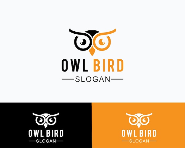 Búho pájaro logo creativo diseño simple icono símbolo línea minimalista