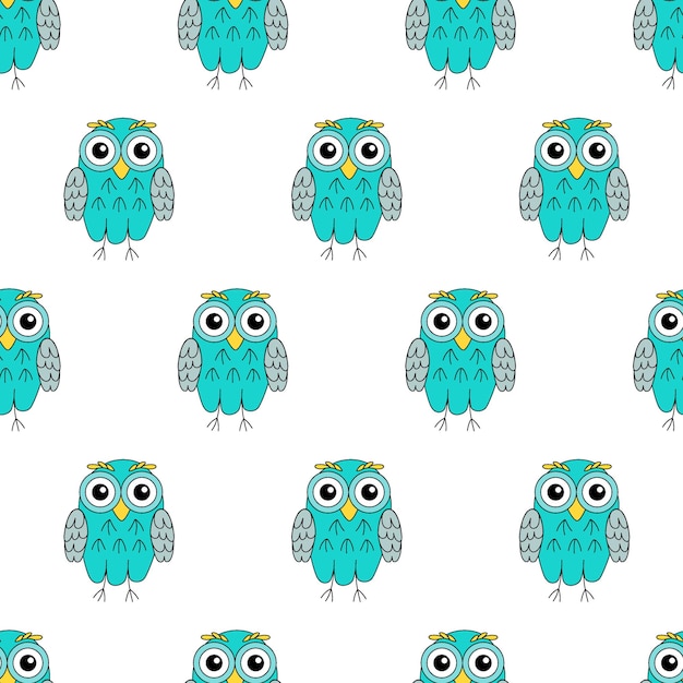 Buho de patrones sin fisuras vector turquesa búho de ilustración de vector de animales de bosque