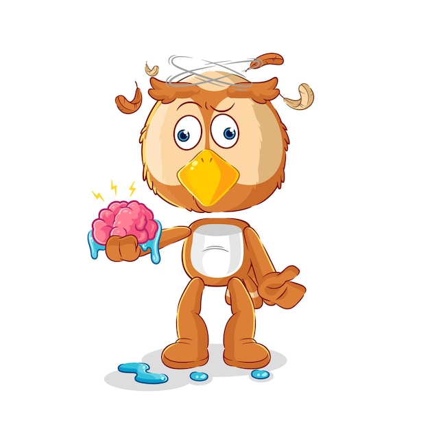Búho sin personaje de dibujos animados de vector de cerebro