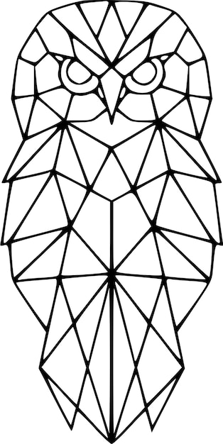búho de pie con las alas cerradas pájaro vector lineal de línea geométrica