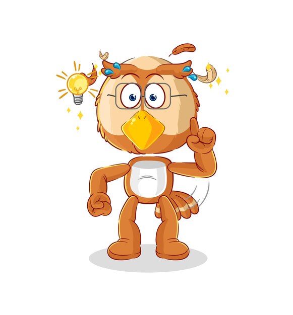Búho tiene un vector de mascota de dibujos animados de idea