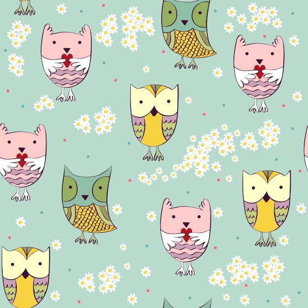 Búhos de dibujos animados vectoriales