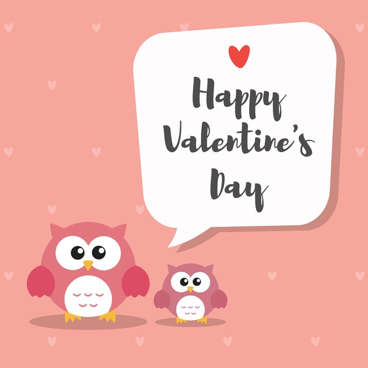 Búhos sobre fondo de rosa corazón de rosa de fondo para la invitación de San Valentín