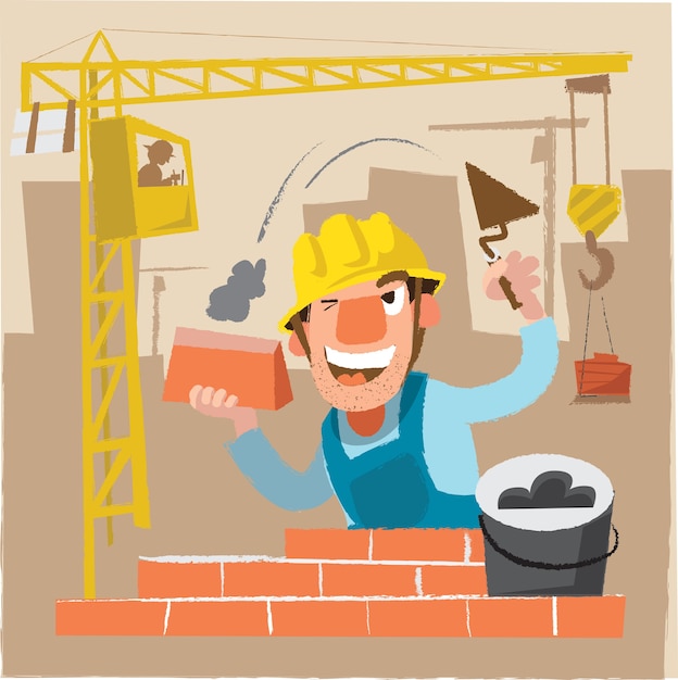 Builder personaje hombre. ilustración del vector