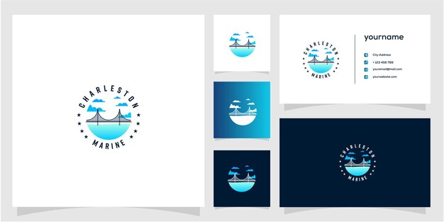 Building City logo vector y tarjeta de visita icono ilustración diseño Vector Premium