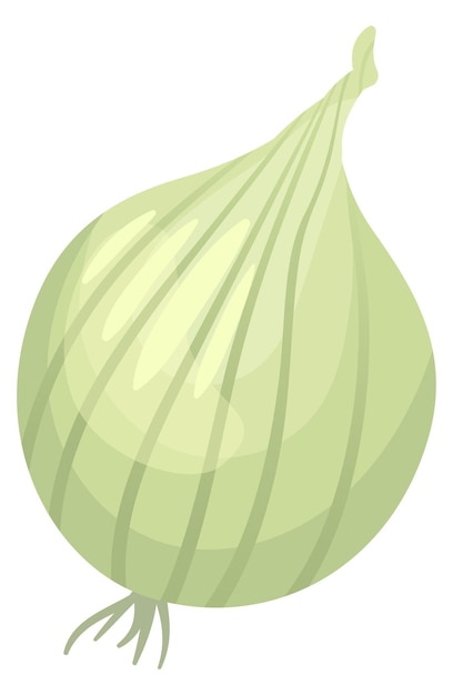 Bulbo de cebolla Icono de dibujos animados de vegetales verdes saludables aislado sobre fondo blanco