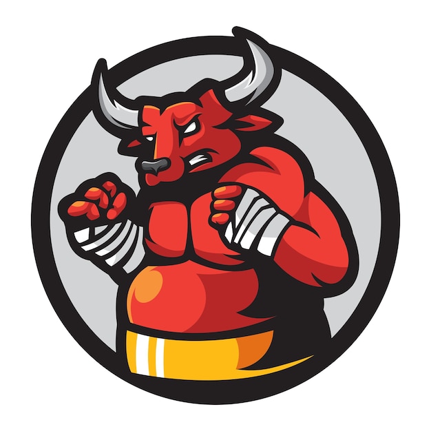 Bull Fighter Athletic Club vector mascota logo concepto aislado sobre fondo blanco.