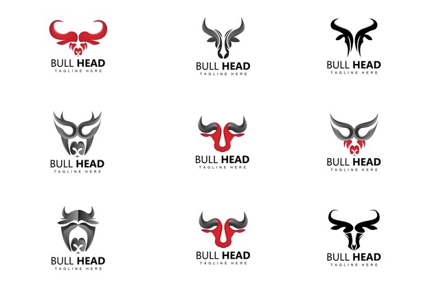 Bull Head Logo Granja Animal Vector Ganadería Ilustración Empresa Marca Icono