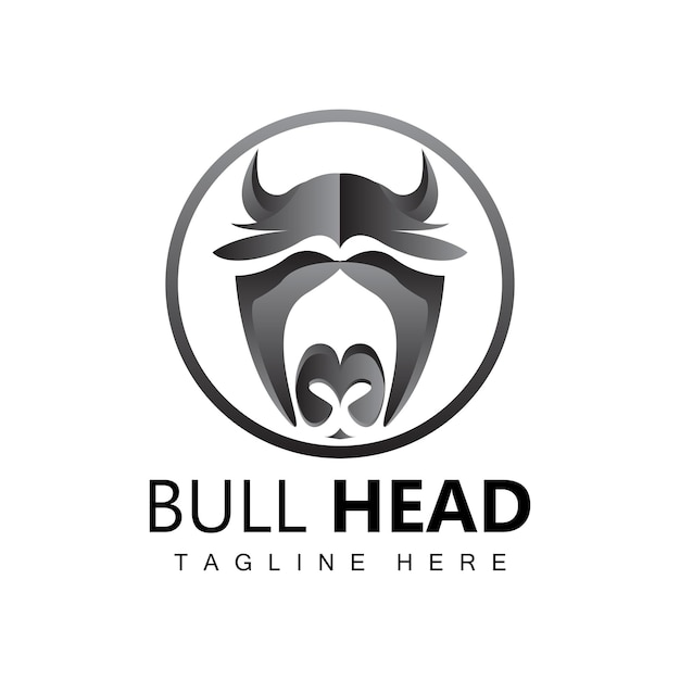 Bull Head Logo Granja Animal Vector Ganadería Ilustración Empresa Marca Icono