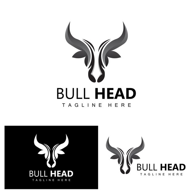 Bull Head Logo Granja Animal Vector Ganadería Ilustración Empresa Marca Icono