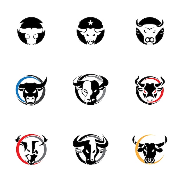 Bull HornBull cabeza Vector icono Logo plantilla ilustración diseño