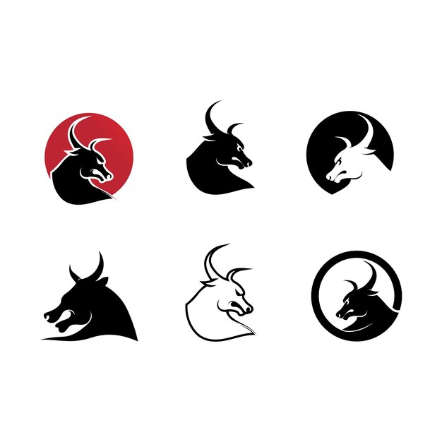 Bull logo y símbolos vector plantilla iconos aplicación