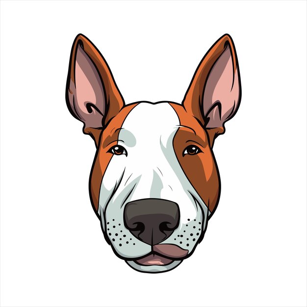 Vector bull terrier raza de perro dibujos animados lindos kawaii personaje animal mascota aislado pegatina ilustración