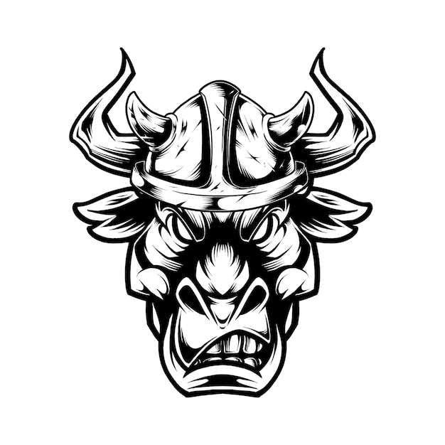 Bull Viking aislado en blanco