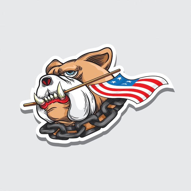 Bulldog con la bandera de los eeuu