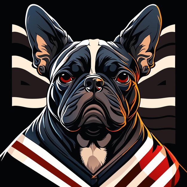 Vector bulldog con diseño de estrellas y rayas