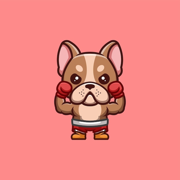 Vector bulldog francés boxer cute creative kawaii cartoon mascot logo