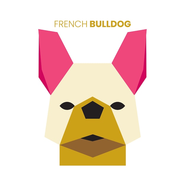 Vector bulldog francés diseño de ilustración de vector de forma de cara poligonal