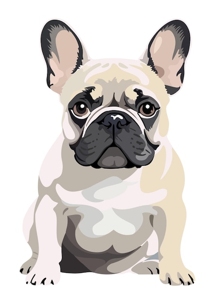 Bulldog francés Mascota linda Ilustración aislada del vector