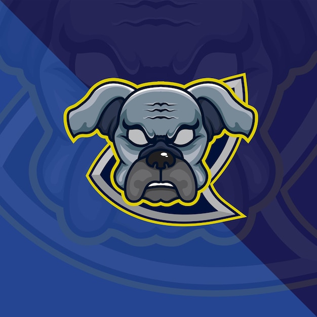 Bulldog head esport mascot logo para juegos de deportes y deporte premium vector gratuito